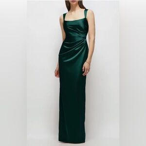 After Six One Shoulder Dark Green Dress
